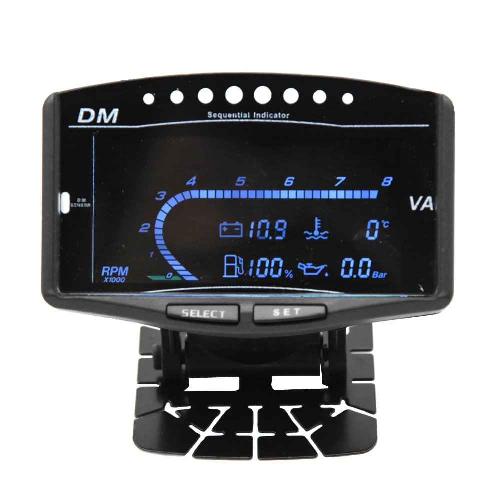 5 in 1 LCD per auto 0 ~ 80000 giri/min Contagiri Manometro olio Volt Voltmetro Indicatore temperatura acqua Indicatori carburante con sensore 10mm