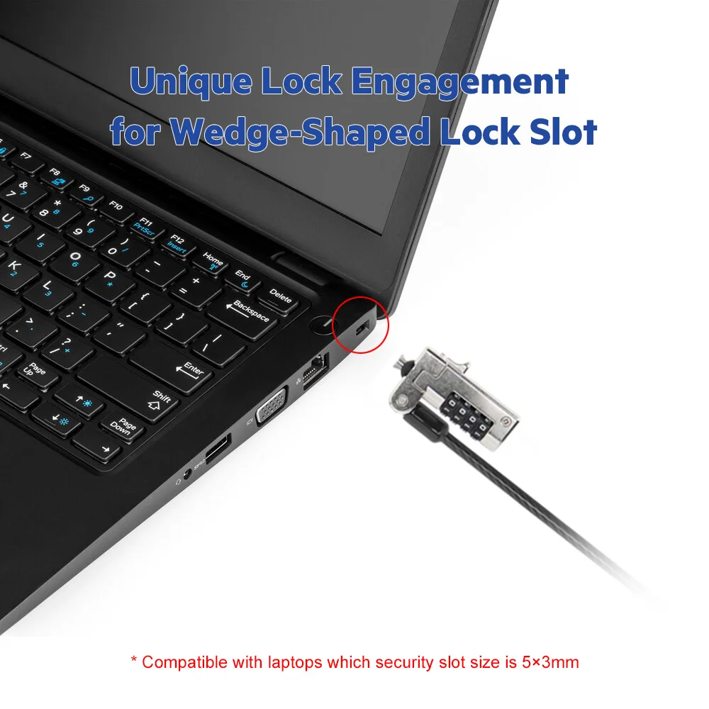 Kensington Original N17 Combination Laptop Security Lock for Dell Devices 1.8m Carbon Steel Cable Anti-Theft K68008