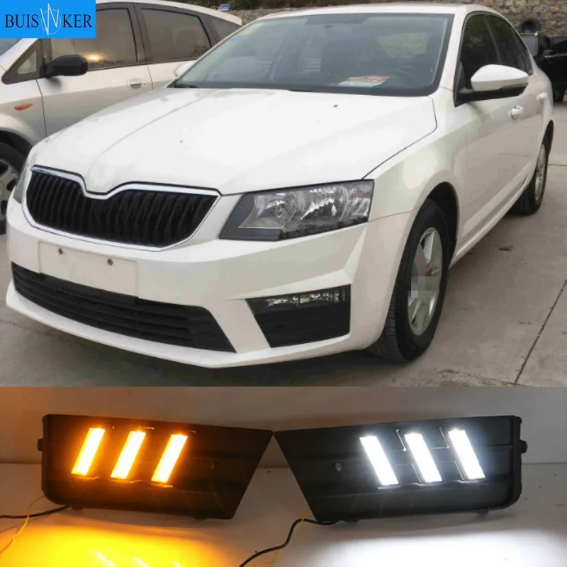 

LED Daytime Running Light For Skoda Octavia 2017 Car Accessories Waterproof 12V DRL Fog Lamp Decoration