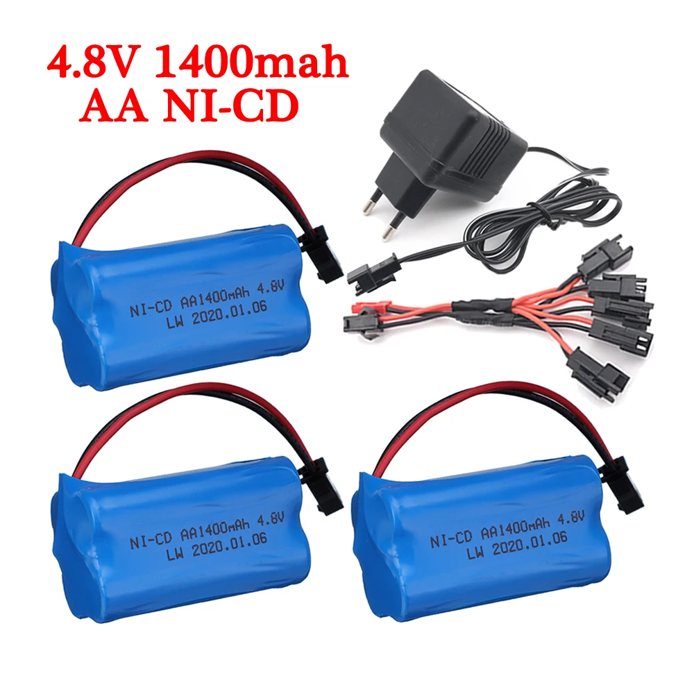 4.8V Rechargeable NI-CD battery and Charger set 4.8 V 1400mah AA NiCD Battery For Rc toys Cars Tanks Robots Boats Guns accessory