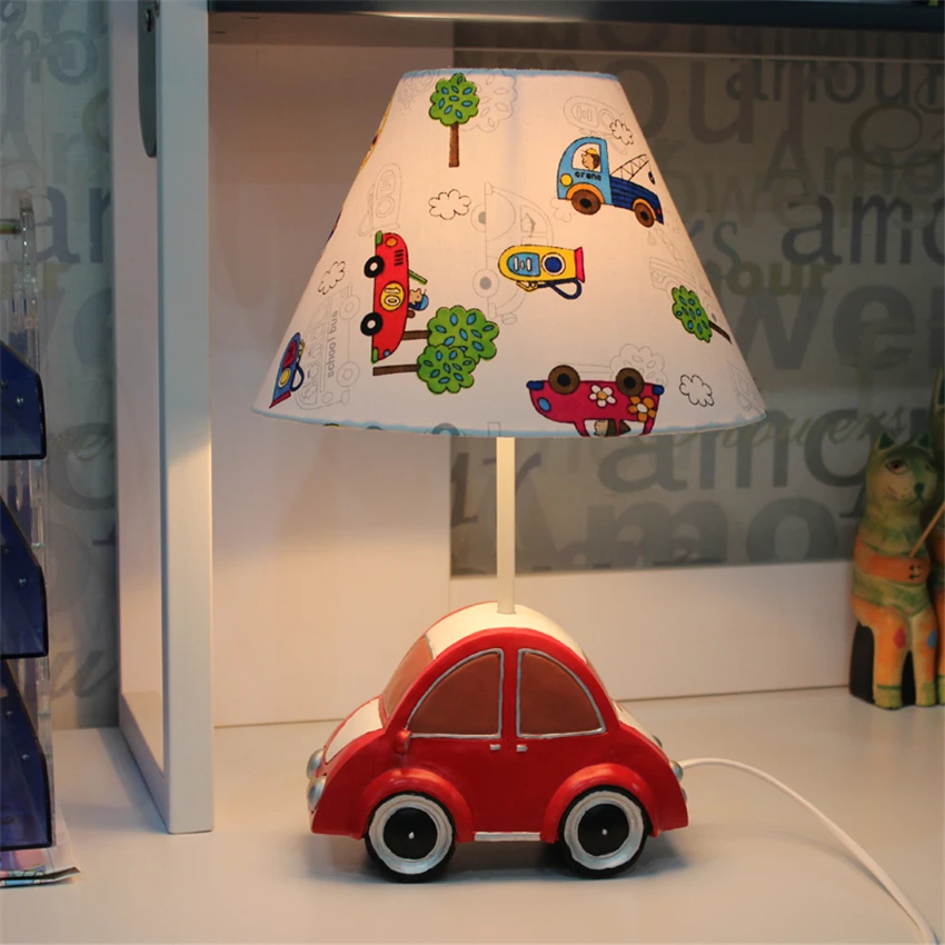 Cartoon Color Car Children's Table Lamps Bedroom Study Desk Resin Energy Saving Lamp Boys Girls Birthday Present Table Lights