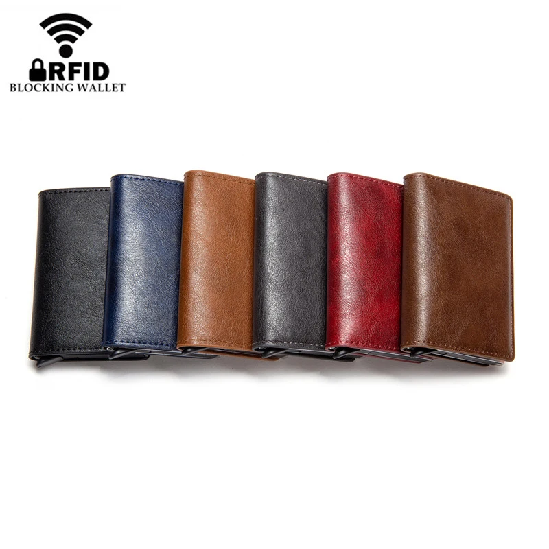 2024 New Customized Smart Men Wallet Business Card Holder Hasp Rfid Wallet Aluminum Metal Case Box Mini Credit Card Wallet Purse