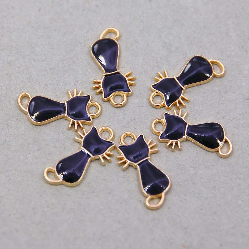 10pcs 21*11mm Enamel Mini Cat Charms DIY for Necklaces Pendants Earrings Cute Animal Charms Handmade Jewelry Making Accessories