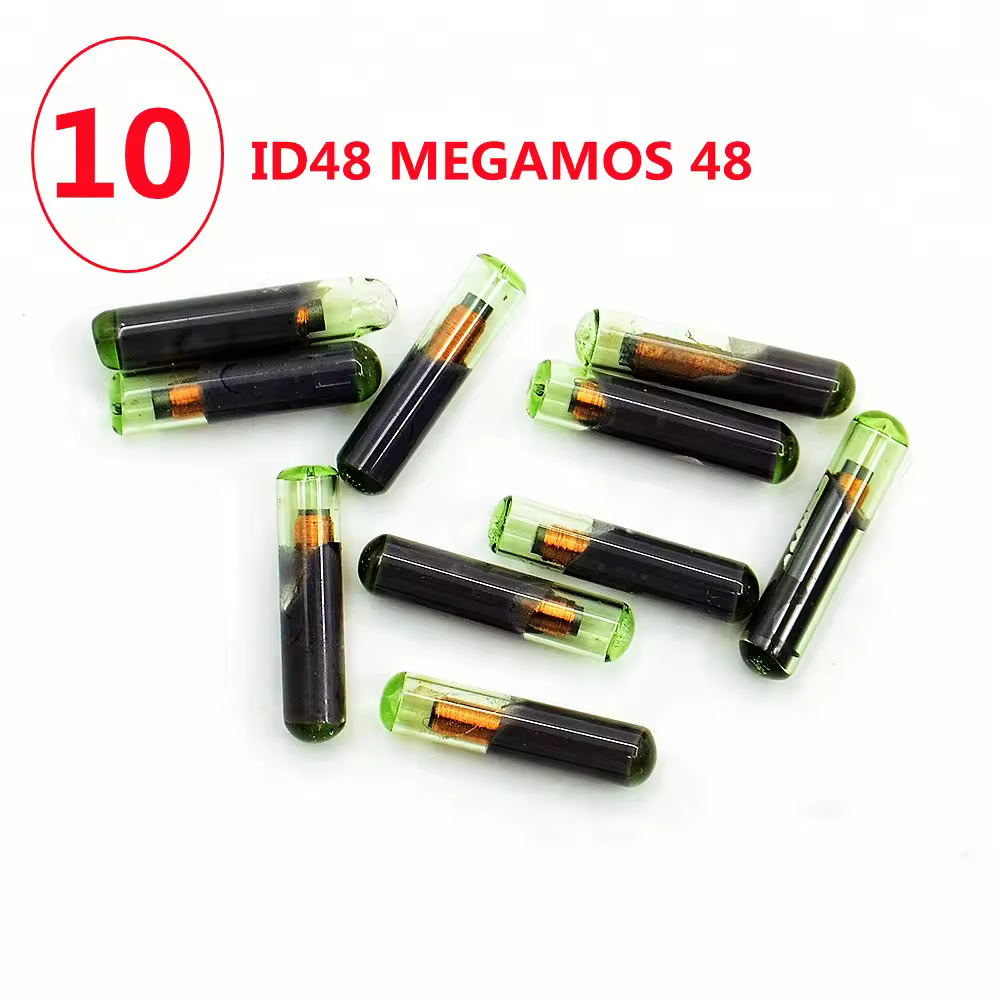 10 Uds Megamos 48 Chip transpondedor ID48 T6 Chip de vidrio para MINI herramienta clave KD MAX herramienta clave Plus para Golf Mk7 Golf 6 Polo Skida Seat