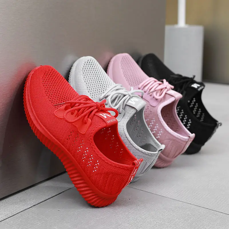 Tenis Feminino Women Tennis Shoes 2021 Hot Sale Female Black Red Gym Sport Shoes Mesh Trainers Lady Flat Sneakers Zapatos Mujer