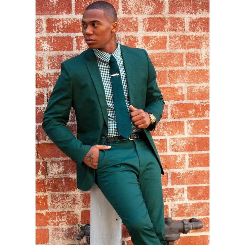 

Fashion Green One Button Groomsmen Notch Lapel Groom Tuxedos Men Suits Wedding/Prom Best Man Blazer ( Jacket+Pantst)