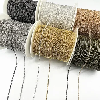 Chaîne de collier plaquée or/argenté/Bronze/noir, 2yards, pour la fabrication de bijoux, chaînes de collier à faire soi-même, matériaux faits à la main