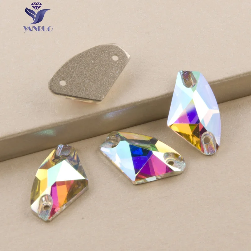 YANRUO K9 Strasssteine AB zum Aufnähen, Applikationen, Strass-Kristalle, Flache Rückseite, Nähsteine zur Dekoration von Kleidern – Detail 35