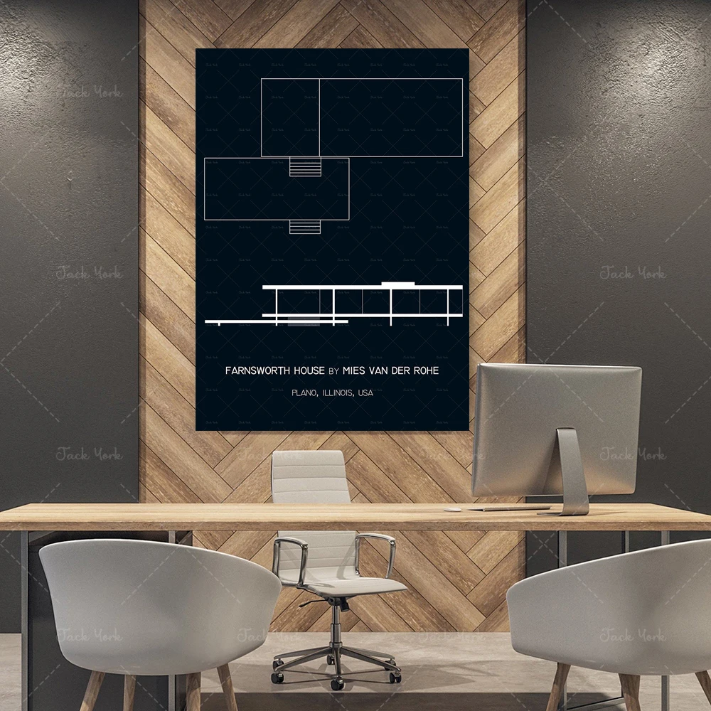 Farnsworth House Poster I Mies van der Rohe I Architecture Poster I Minimalist Poster I Poster Design I Wall Decor