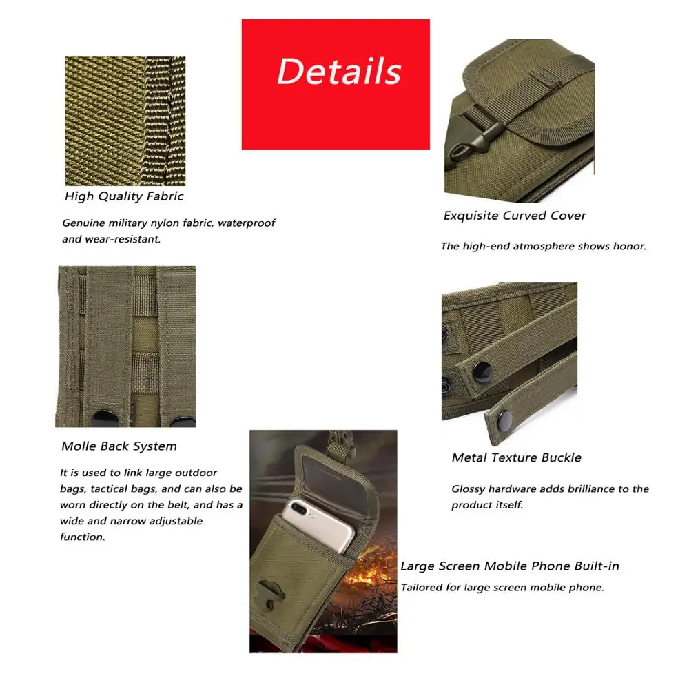 Custodia per telefono Molle Sport all\'aria aperta Tattico Molle Accessori per la vita Borsa per cintura per telefono Custodia per telefono cellulare