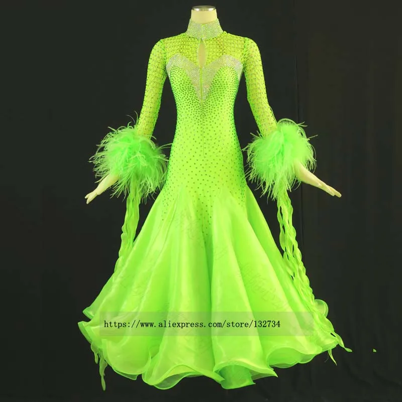 Women Feather Ballroom Standard Ballroom Dance Dresses Waltz Flamenco Dress Costume Dance Costumes Dance Wear