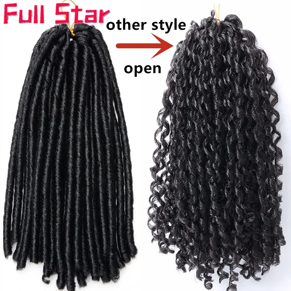 Full star 14inch 70g/pack Crochet Braids Synthetic Braiding Hair Extension Afro Hairstyles Soft Faux Locs Black Brown Color