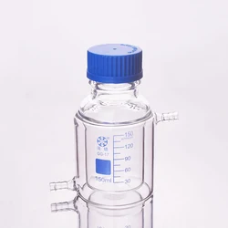 FAPE Double-deck cylindrical single-necked flat bottom flask, 150mL GL45mm, Mezzanine jacketed reactor bottle, Reagent bottle