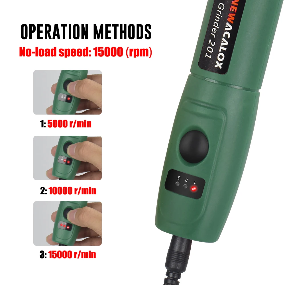 NEWACALOX 10W Mini Grinding Machine EU/US 12V Variable Speed Rotary Tools Kit Electric Engraver Pen for Polishing Woodworking