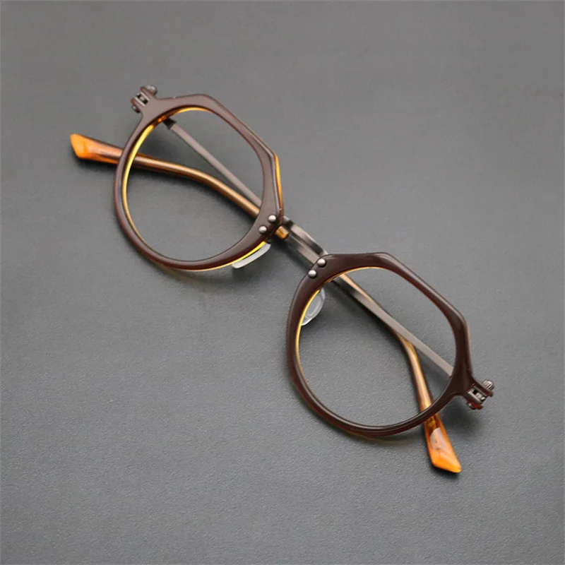 

Hexagon Acetate Glasses Frames Men Titanium Lightweight Prescription Eyewear High Quality Women Spectacles Oculos De Grau