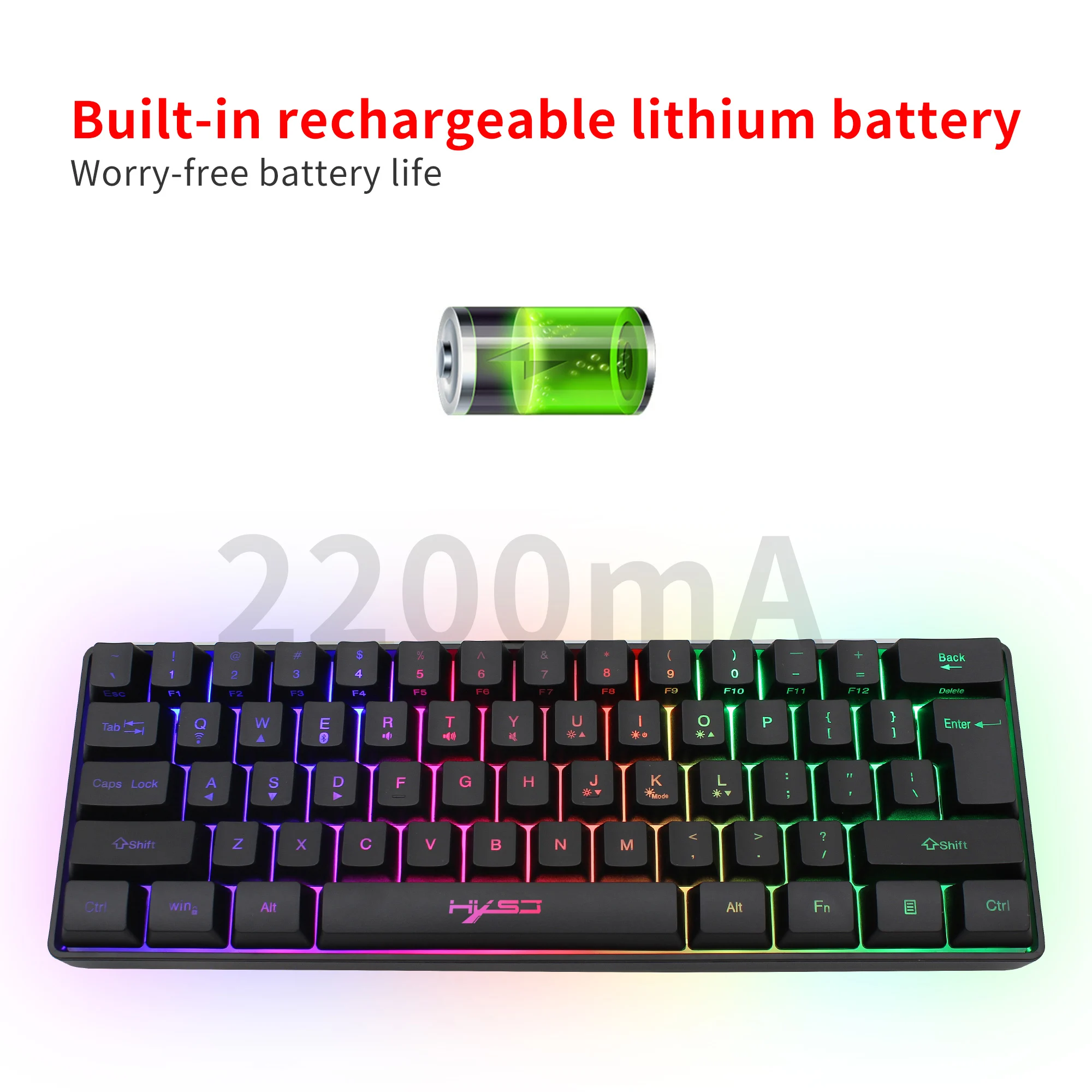 61 Phím Bluetooth Không Dây 5.0 2.4G Bàn Phím Chơi Game Sạc Bàn Phím Điều Chỉnh RGB Backlit Cho Máy Tính Điện Thoại Máy Tính Bảng Máy Tính Để Bàn