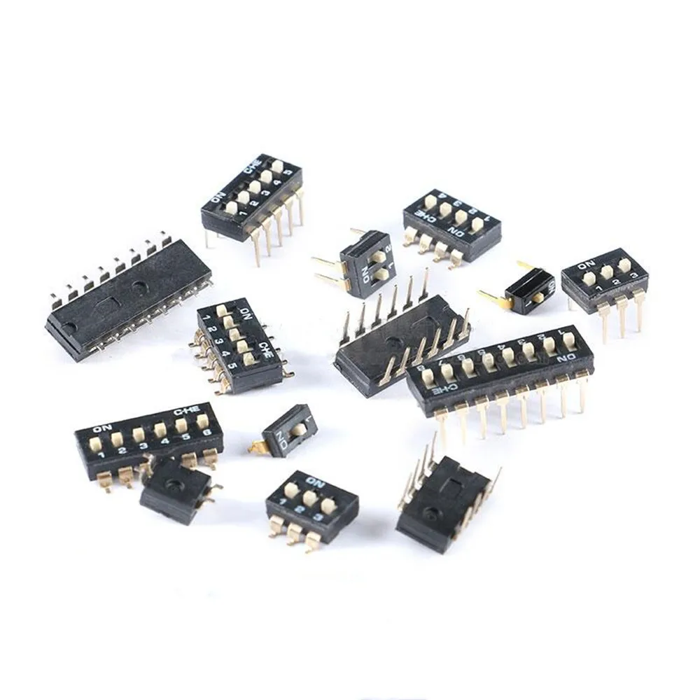 50PCS/1LOT Black 2.54MM SMD/DIP Code Digital Slide Toggle Switches 2P 3 4 5 6 8PIN