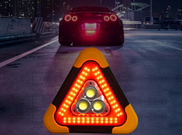 Triangle Warning Sign Triangle Car LED Work light Road Safety Emergency Breakdown Alarm lamp Portable Flashing light on hand