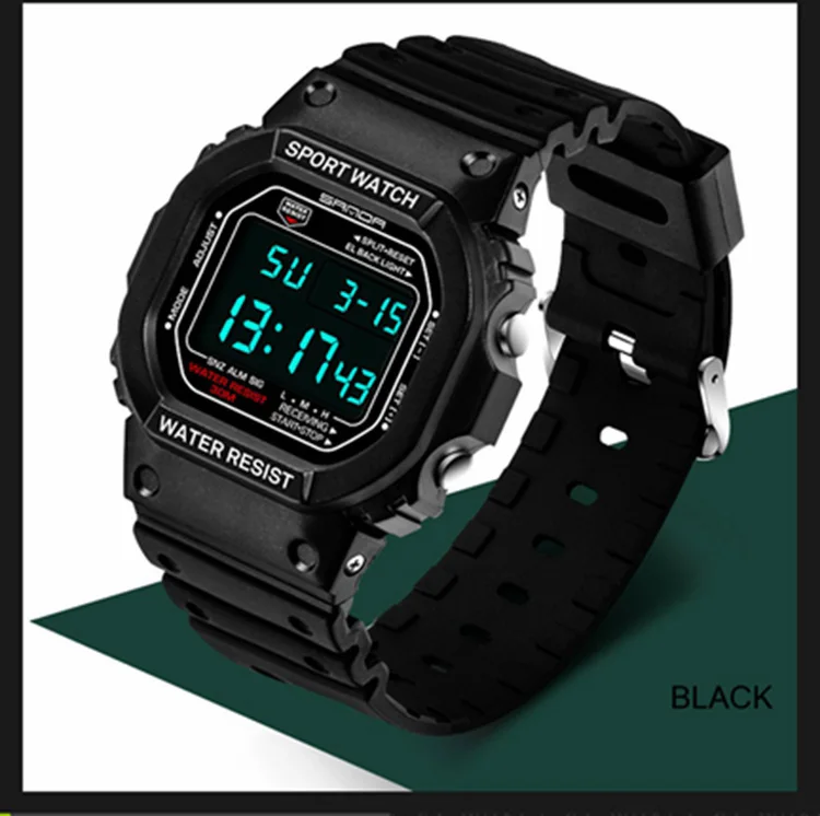 Sanda-Montre de sport professionnelle pour homme et femme, étanche, style militaire, rétro, analogique, LED, numérique