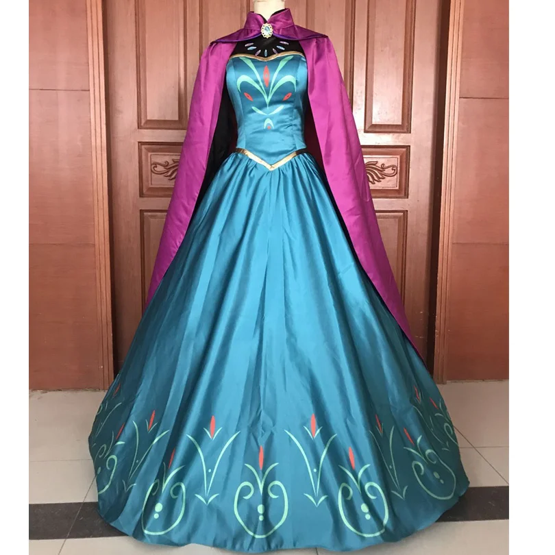 

Movie Ice Snow Queen Elsa Cosplay Costume Adult Women Dress With Cloak Fancy Halloween Party Gown Custom Made Size