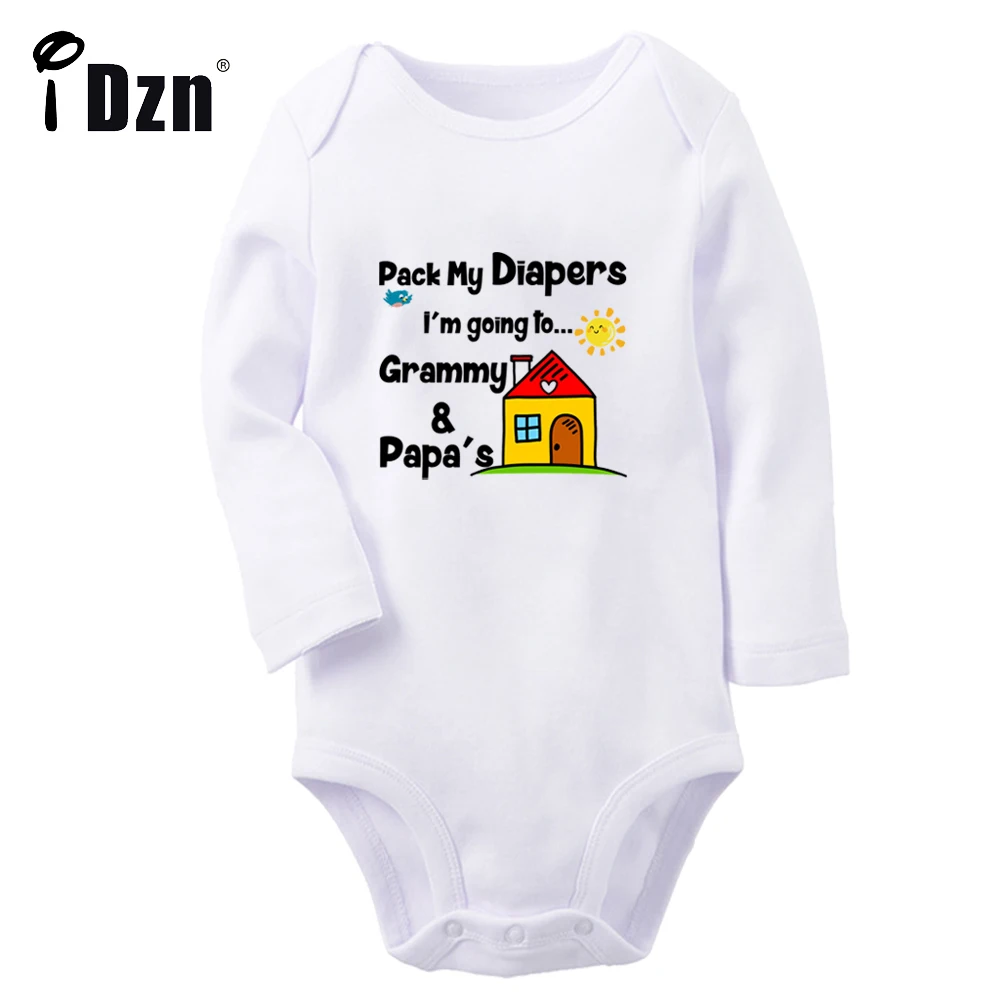 

Pack My Diapers I'm going to My Grandparents Baby Boys Cute Rompers Baby Girls Bodysuit Infant Long Sleeves Jumpsuit Clothes