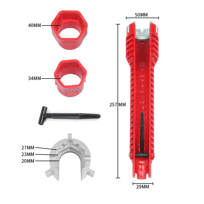 8 In 1 Kraan En Wastafel Installer Multifunctionele Wrench Tool Voor Keuken Badkamer Waterleiding Extra Lange Ontwerp Wrench gereedschap