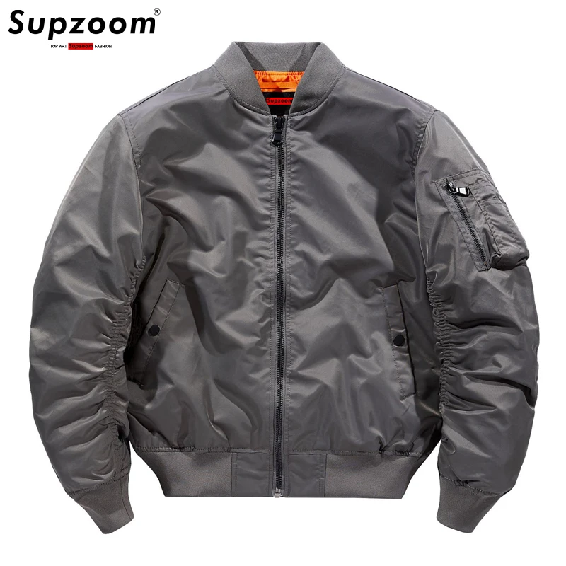 Supzoom 2021 Casual Baseball Jackets Bomber Air Force Pilot Jacket Motorcycle Solid Color Coat Large Military Uniform Foreign