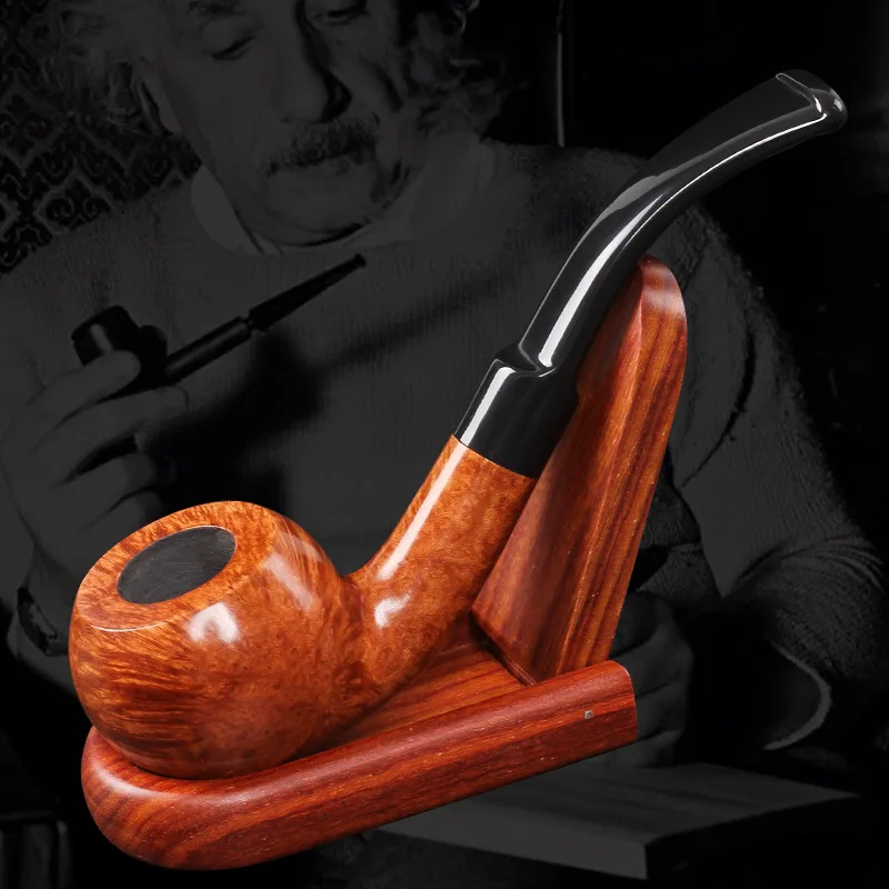 Bent Type Pipe Briar Smoking Pipe 9mm Filter Handmade Old-fashioned Portable Tobacco Pipe for Men