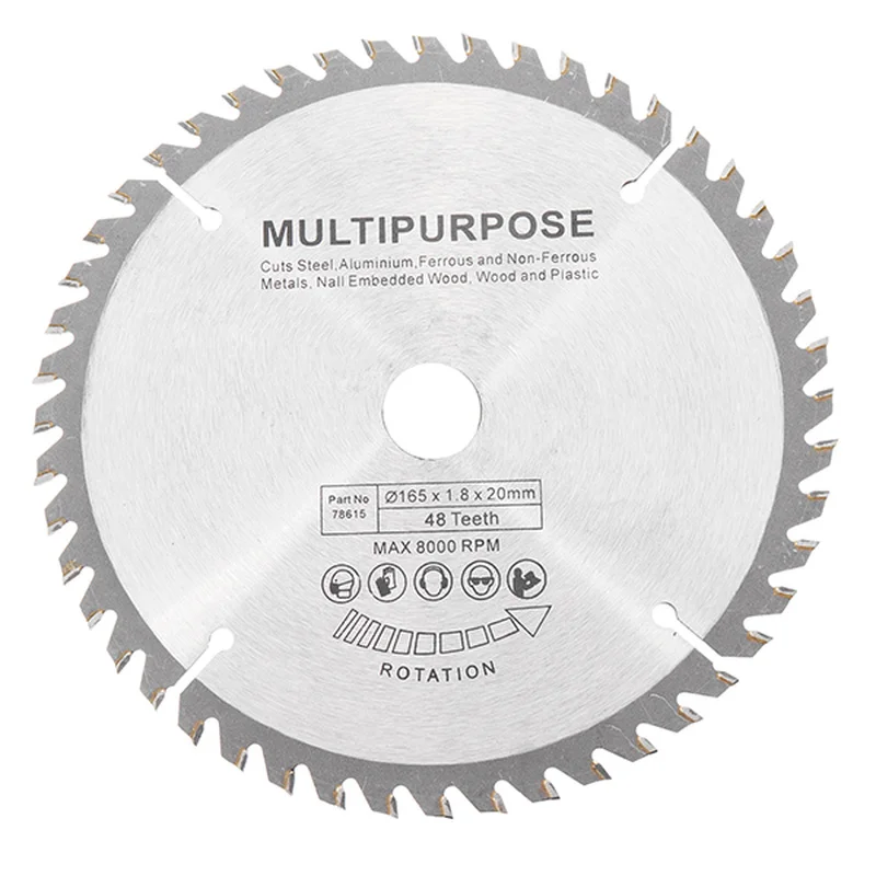 165mm 48 Teeth Circular Saw Blade Tungsten Steel Saw Blade for Woodworking Cutting Durable