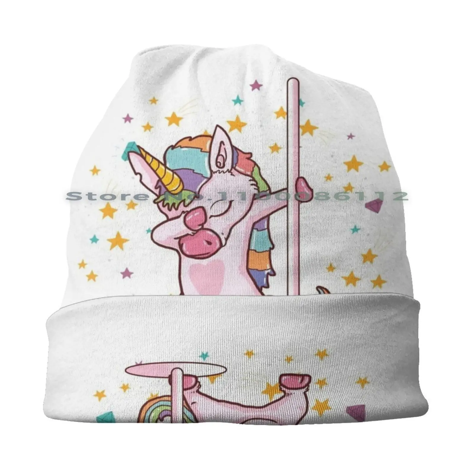 Pole Dancing Unicorn Cute Funny Pole Dance Gift Beanies Knit Hat Unicorn Gymnastics Pole Dancing Kitten Animal Pole Dancer