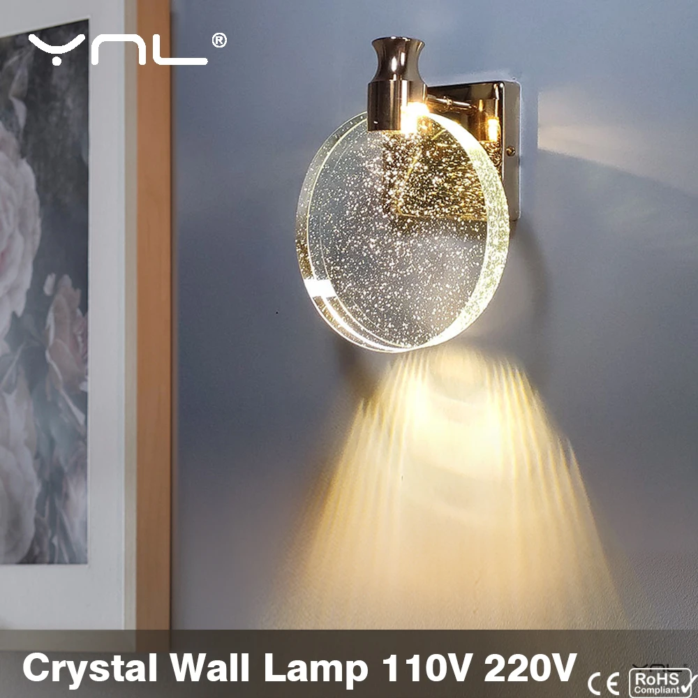 Crystal Sconce Wall Lamp LED Interior Wall Light Modern For Home Decor Living Room Minimalist Bedroom Bathroom Decoration Salon