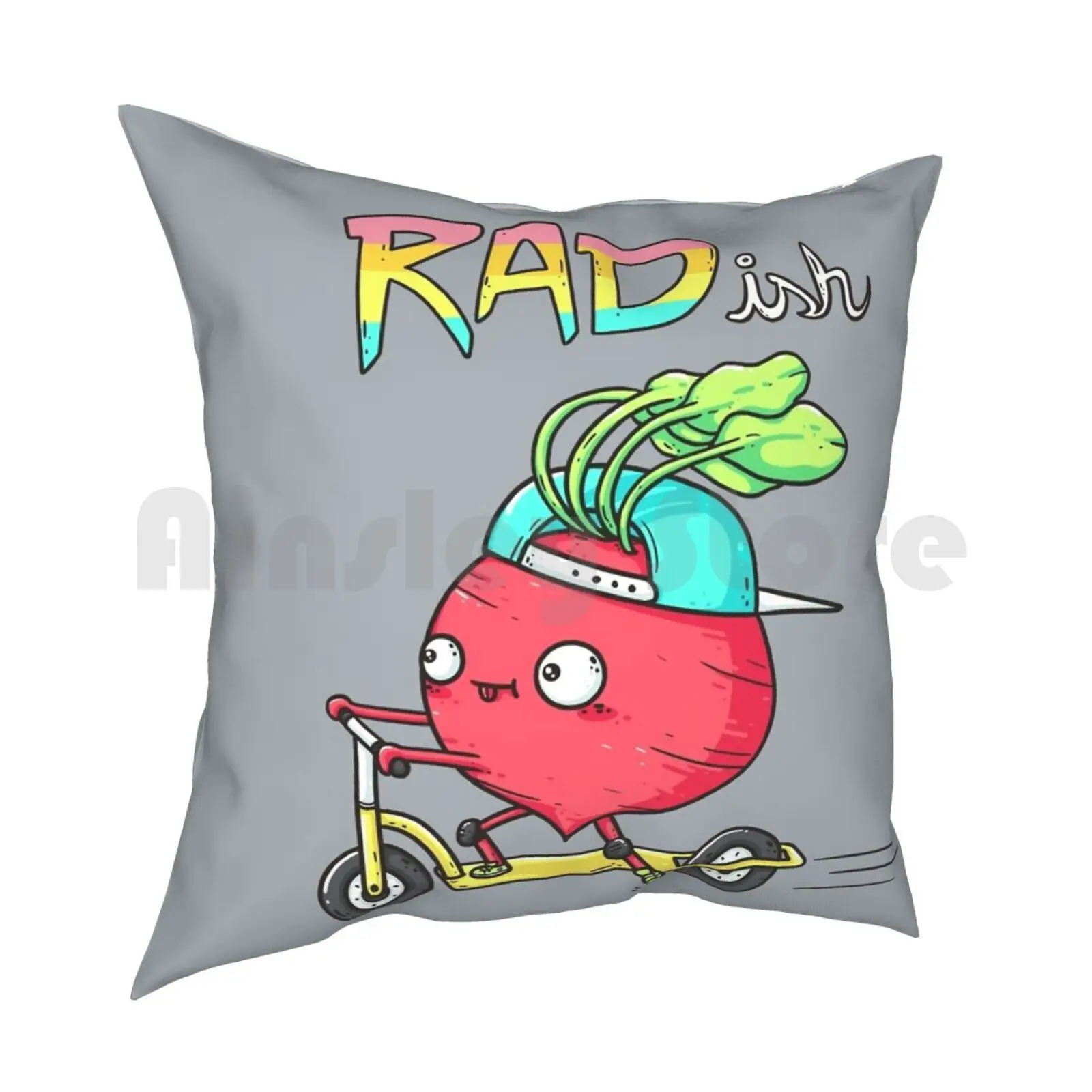 Ish Pillow Case Printed Home Soft DIY Pillow cover Rad Radish Cute Cool Scooter Funny Humor