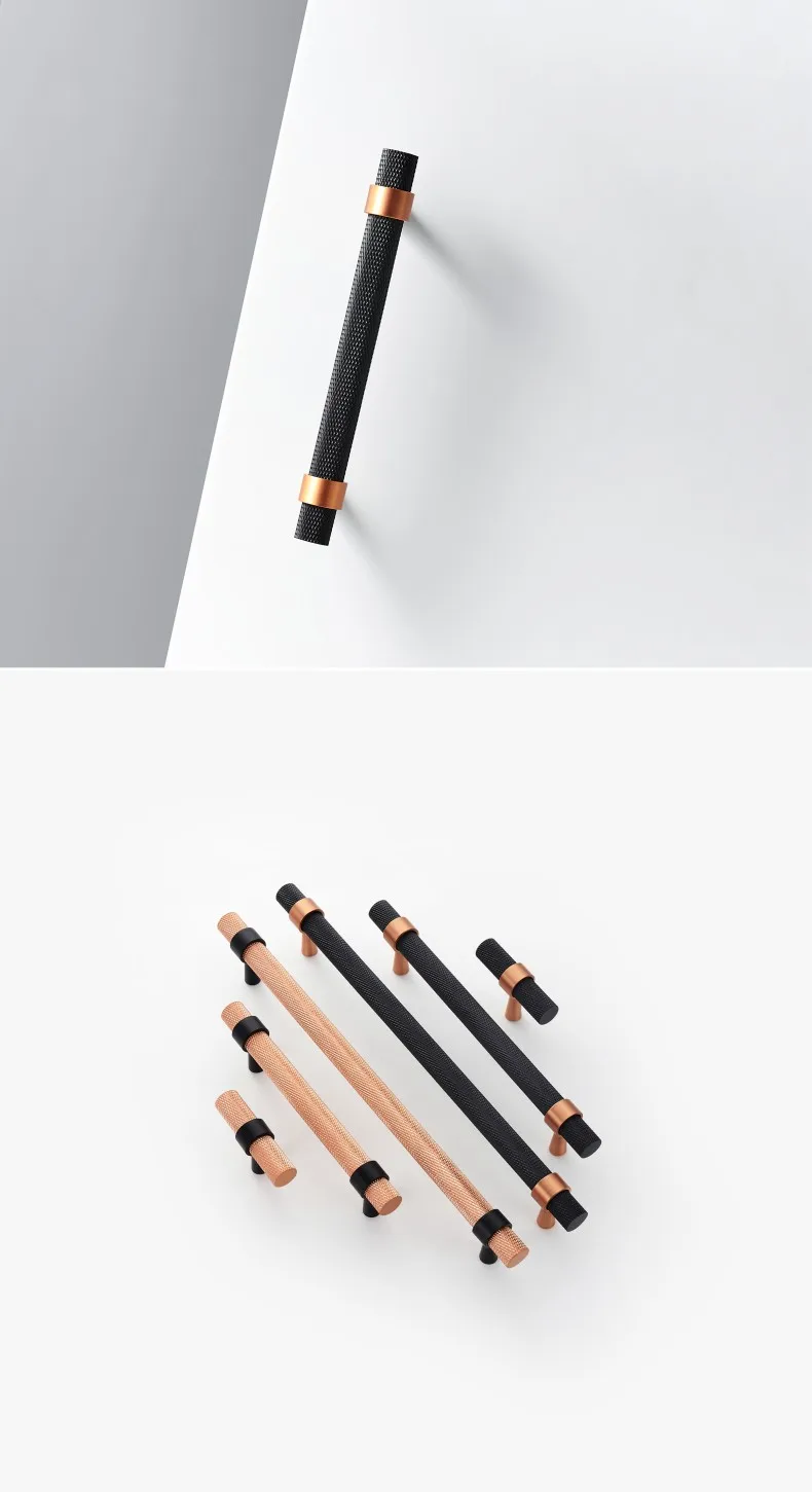 Dooroom Messing-Rändelgriffe für Möbel, moderne schwarze Zuggriffe für Schränke, Kleiderschränke, Schubladen und Schranktüren, erhältlich im Großhandel – Detail 7