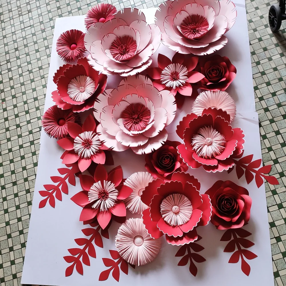 

Finished flower three-dimensional combination set paper flower party Christmas decoration handmade background flower wall