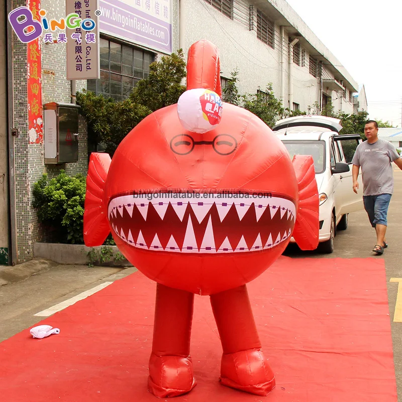 

Inflatable Toys 2m Tall Red Inflatable Lantern Fish Costume for Outdoor Doll Blow up Cartoon Walking Lantern Fish Toys