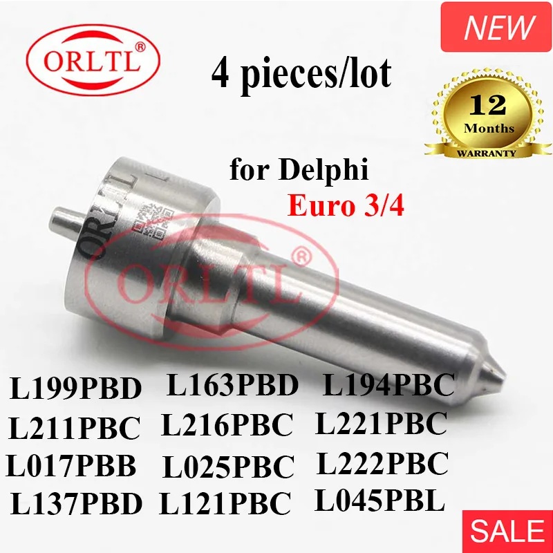 

4pcs L025PBC L222PBC L137PBD L045PBL New NOZZLE L199PBD L163PBD L194PBC L211PBC L216PBC L221PBC L017PBB For Delphi injector 3/4