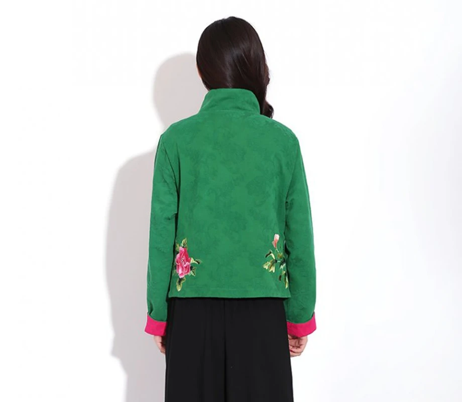 New Embroidery Women's Jacket tops Chinese Traditional Ladies Short Jacket Top Tang Dress Embroidered Long Sleeve Short Jacket