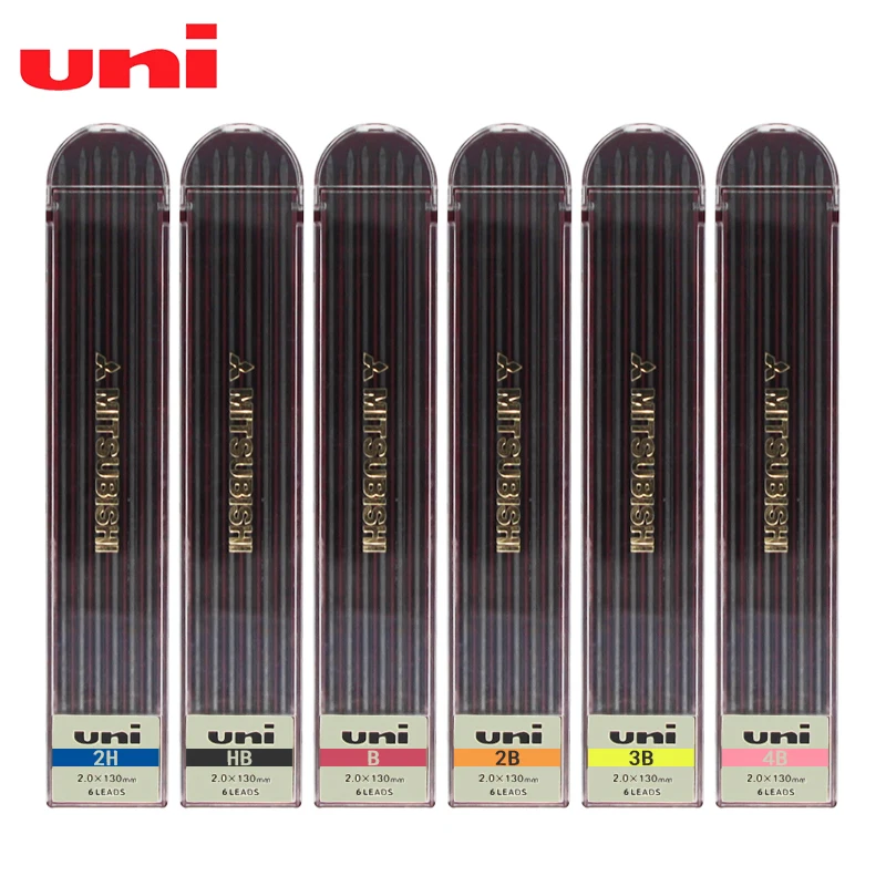 

6 Pieces / Box Uni Lead Core 2.0mm Replacement Engineering Pen Core Drawing Design Cartoon Special Lead Core