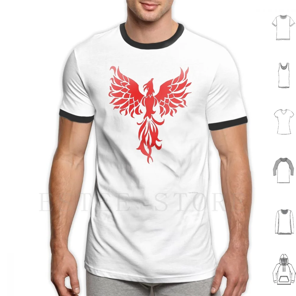 Phoenix #2 T Shirt Men Cotton 6xl Phoenix Fire Firebird Mythology Mythological Legendary Legend Bird Flying Abstract Red Flames