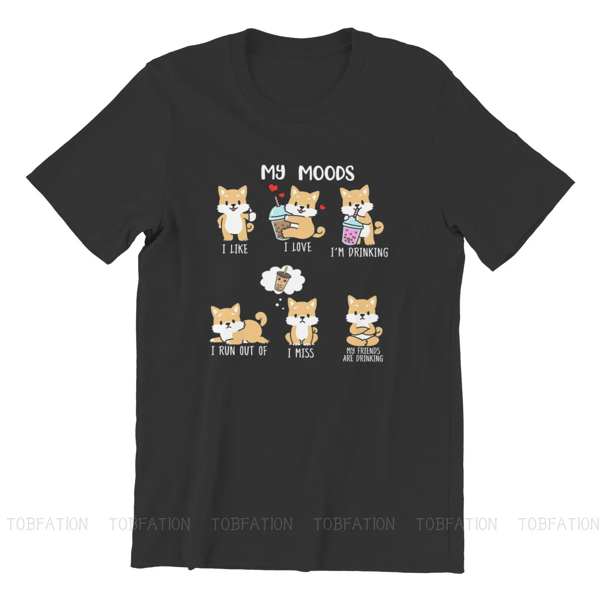 Bubble Tea Lover Shiba Inu Boba Tea Dog  Classic Tshirt Vintage Gothic Men's Clothes Tops Big Size Cotton O-Neck T Shirt