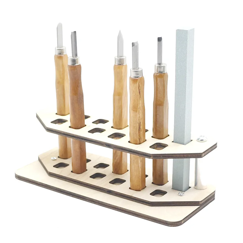 12 Square Hole Wooden Knife Holder Carving Knife Storage Rack Carving Knife Pen Knife Rack Nuclear Carving Knife Display Stand