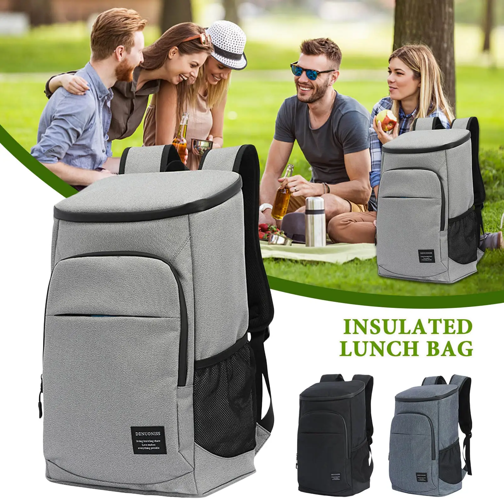 Large Capacity Cool Warm Insulated Bag Leak Proof Lunch Backpack Thermal Picnic Bag Picnic Food Beverage Storage Bag