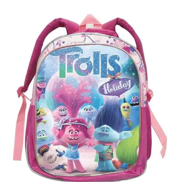 Os recém-chegados 16 polegadas mochila infantil trolls saco dos desenhos animados mochila crianças meninos idade 7-13 crianças sacos de escola para