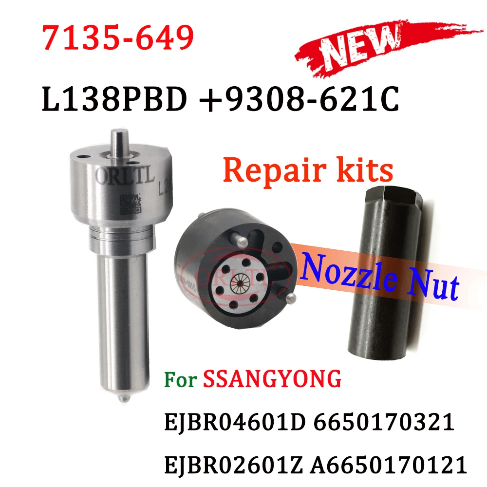 7135-649 6650170321 ORLTL Diesel Injector Repair Kits EJBR04601D Nozzle A6650170321 EJBR02601Z For SsangYong Rexton 2.7 XDI