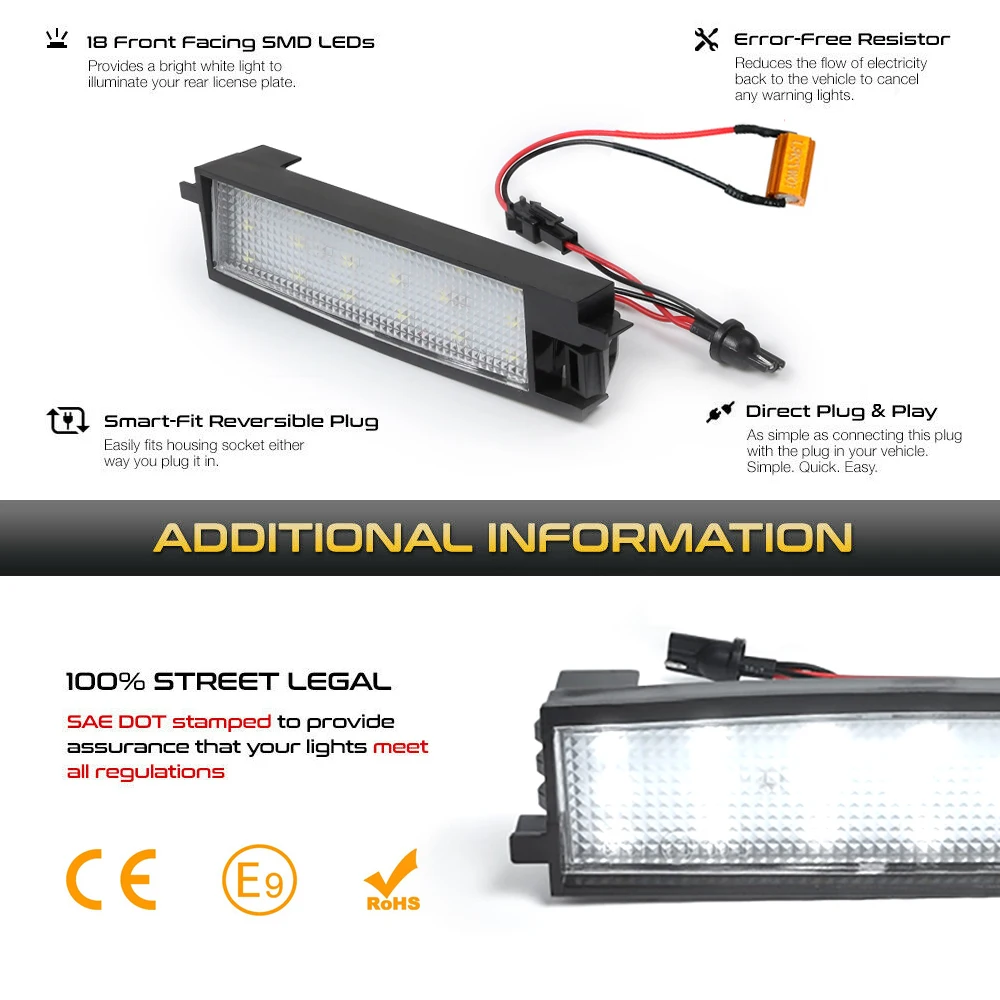 2Pcs For Toyota Corolla iM Yaris Rav4 Auris Aygo Avalon Vitz Solara Echo iQ Vanguard LED License Plate Light Number Plate Lamps