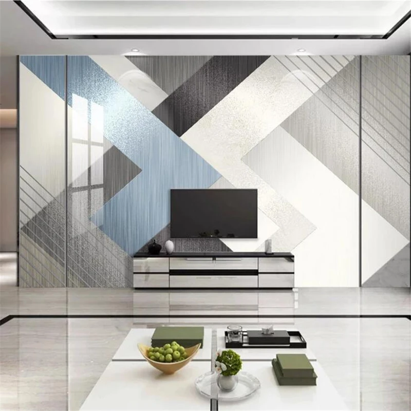 Beibehang Aangepaste Behang 3d Jazz Witte Metalen Grijs-Blauw Marmer Minimalistische Geometrische Abstracte Achtergrond Muur Woonkamer Обои