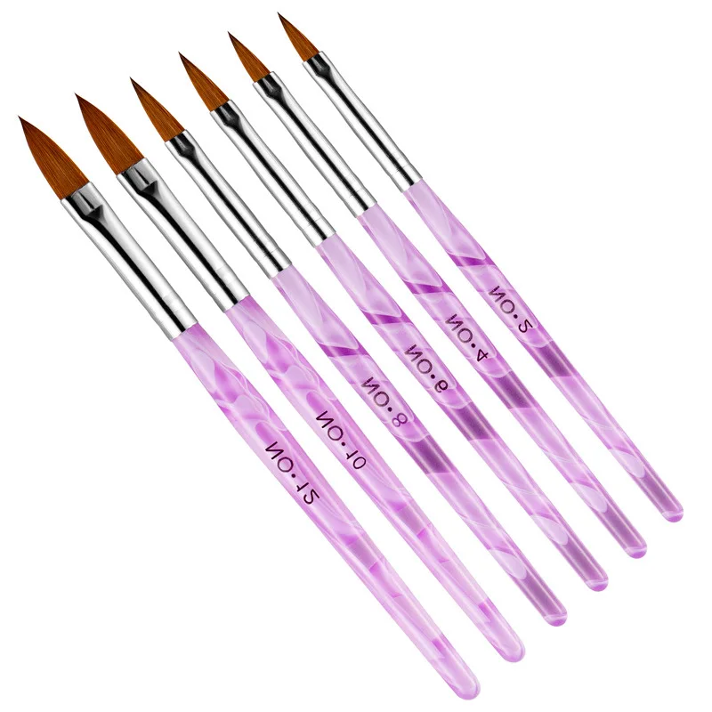 21Pcs Nail Art Set Kit Pink Acrylic Brushes +Marble UV Gel Pens + 2-Ways Dotting Pens + Fine Liner Details Brush