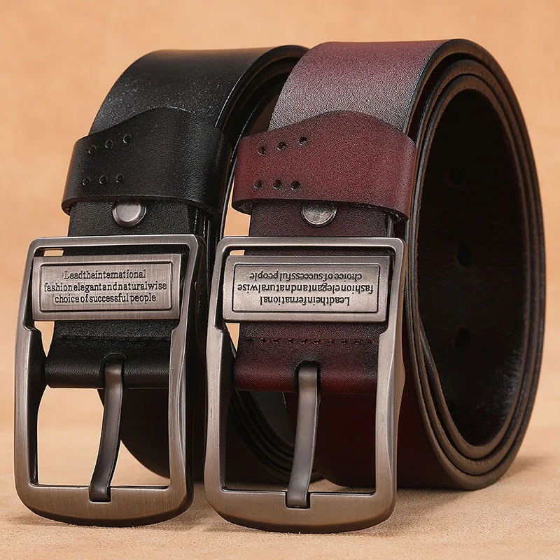 Men Belt Genuine Leather Luxury High Quality Plus Large Size 130 140 150cm Business Pin Buckle Belt Men's Jeans Accessories Man