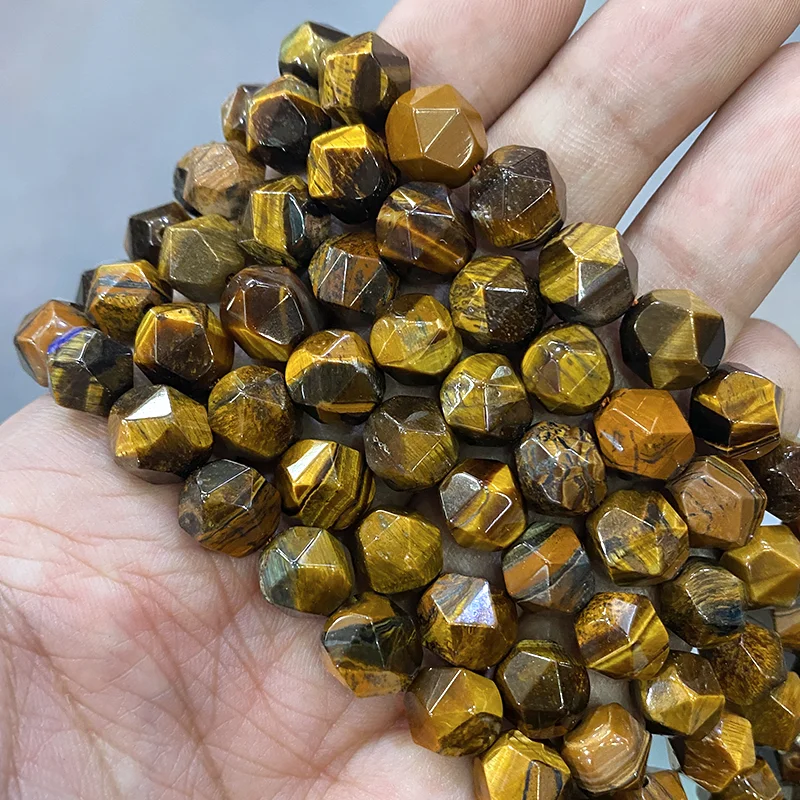 Faceted Tiger Eye Agates Natural Stone Spacers Loose Beads for Jewelry Making DIY Charms Bracelet Necklace 15