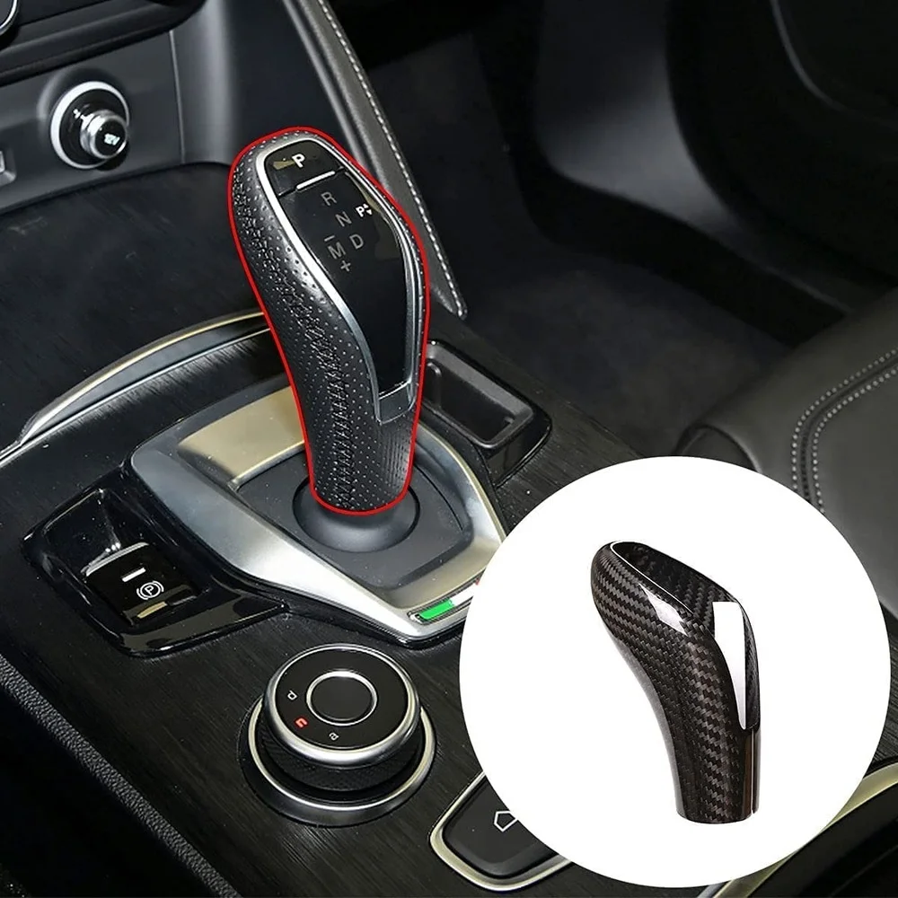 

For Alfa Romeo Giulia Stelvio 2020 2021 Carbon Fiber Gear Shift Knob Head Cover Car Accessories